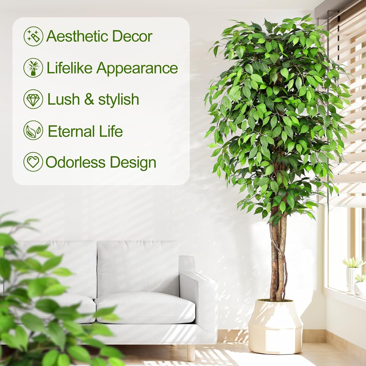 Árbol de Ficus Artificial Real - Fiddle Leaf Fig reseña y precio